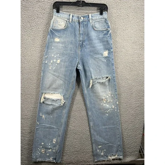 New Free People With The Band Relaxed Jeans LA Blue - Picture 2 of 12